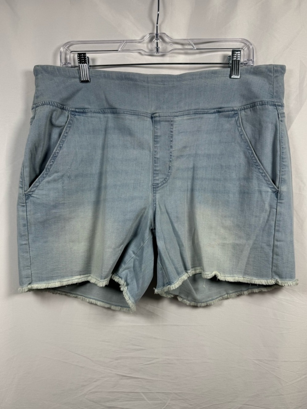 Belle by Kim Gravel Primabelle Relaxed Frayed Hem Denim Shorts Vintage Blue 16